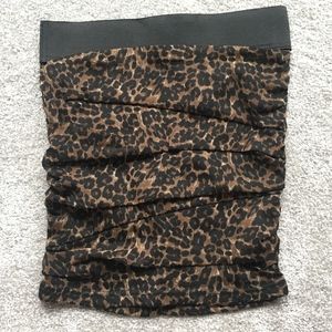 SOLD Leopard print rouched bodycon skirt